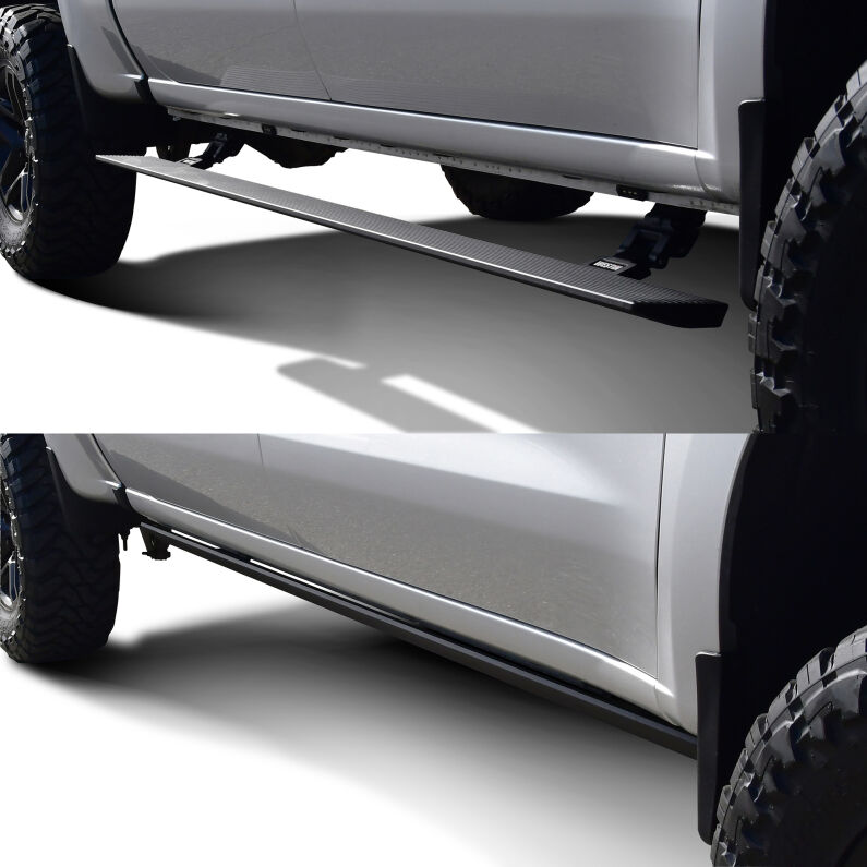 Westin Pro-E power running board deployed beside a truck