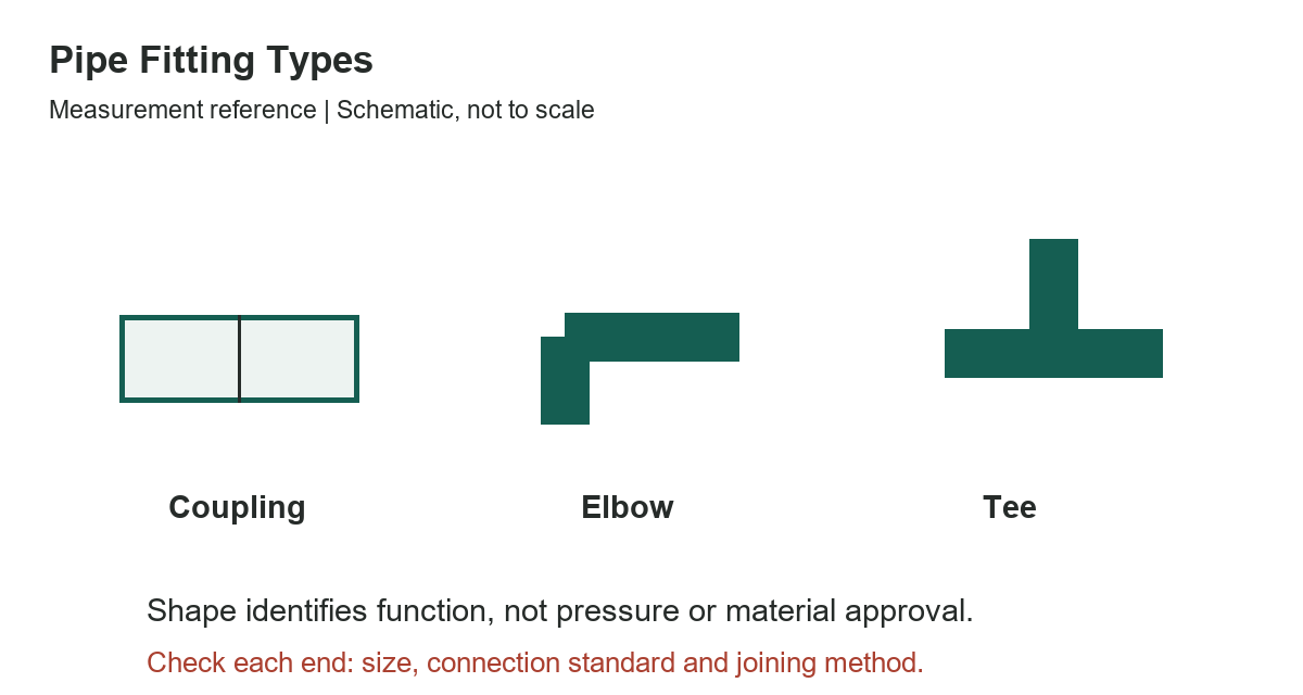 Pipe Fitting Types: Couplings, Unions, Elbows and Adapters - measurement diagram