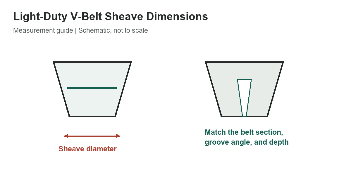 Light-Duty V-Belt Sheave Dimensions: 2L-5L Groove Reference - measurement diagram