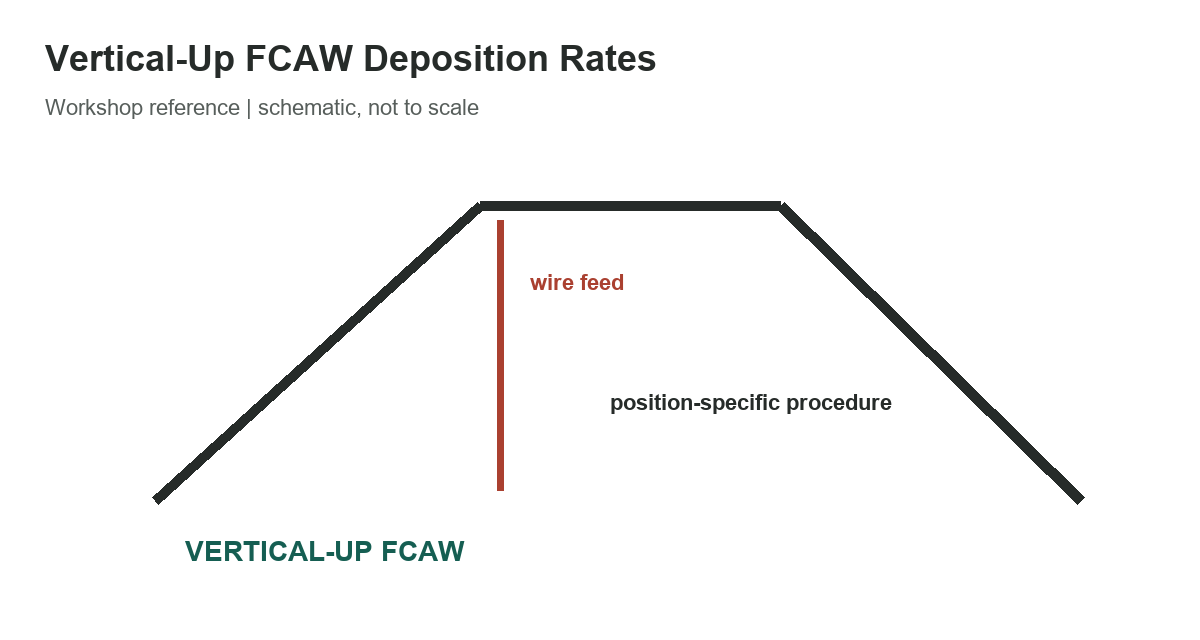 Vertical-Up FCAW Deposition Rates: Manufacturer Data by Wire - measurement diagram