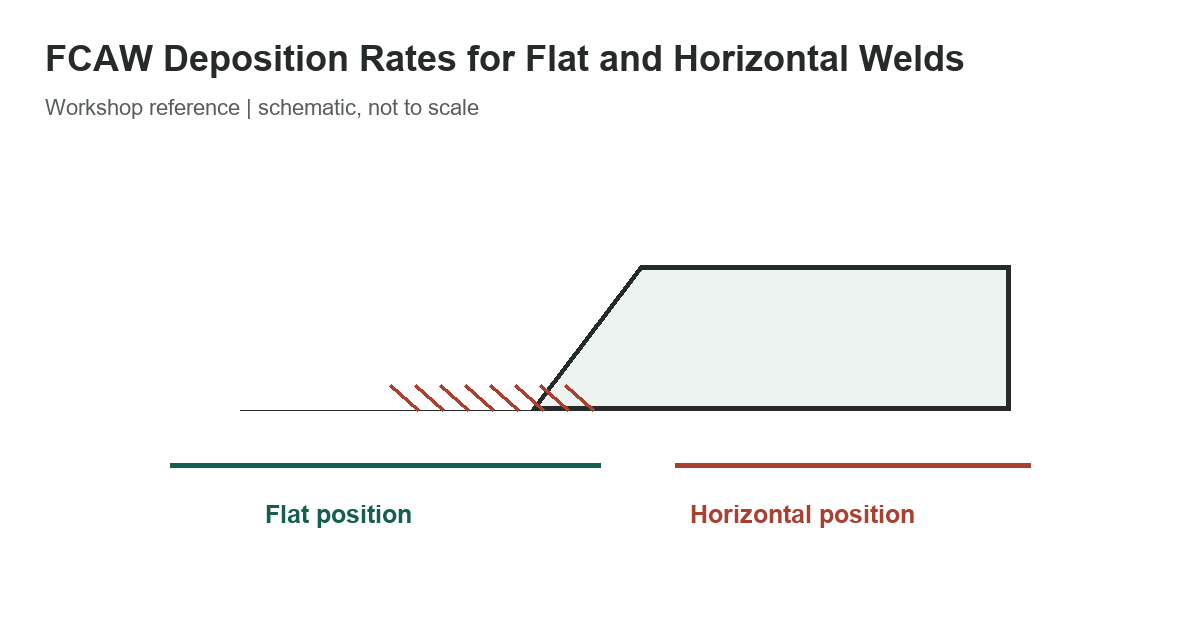 FCAW Deposition Rates for Flat and Horizontal Welds - measurement diagram